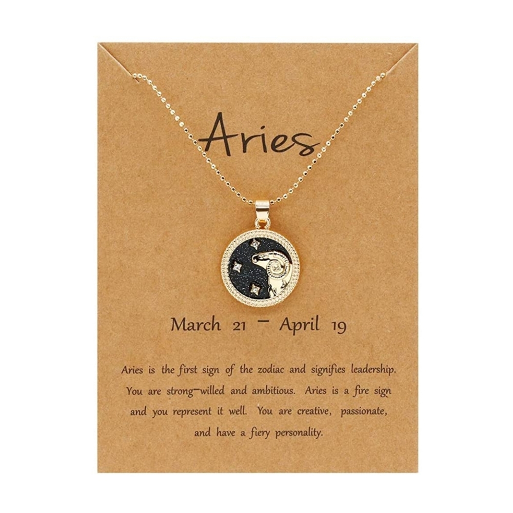 Night/ Moon Aries Zodiac Necklace